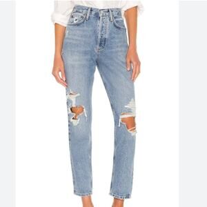 Agolde 90s Mid Rise Straight Distressed Jeans size 25 Button Fly